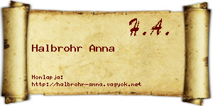 Halbrohr Anna névjegykártya